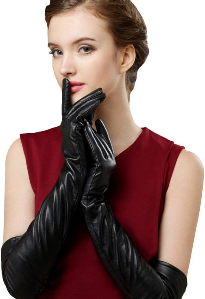 Bellady Long Faux Leather Gloves for Women,Elbow Length Touchscreen Dress Gloves,Cosplay Costume Opera Gloves