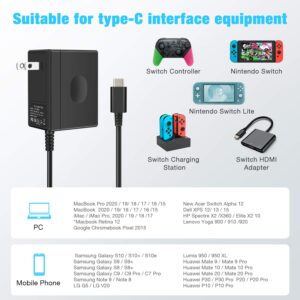 Switch Charger for Nintendo Switch/Switch OLED/Switch Lite, 2.5Hours Fast Charging with 5ft Charging Cord, 15V 2.6A Switch Dock, Nintendo Switch AC Adapter Support Tv Mode(This is Not an OEM Charger)