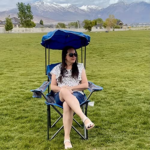 ALPHA CAMP Mesh Canopy Chair Folding Camping Chair - Royal Blue