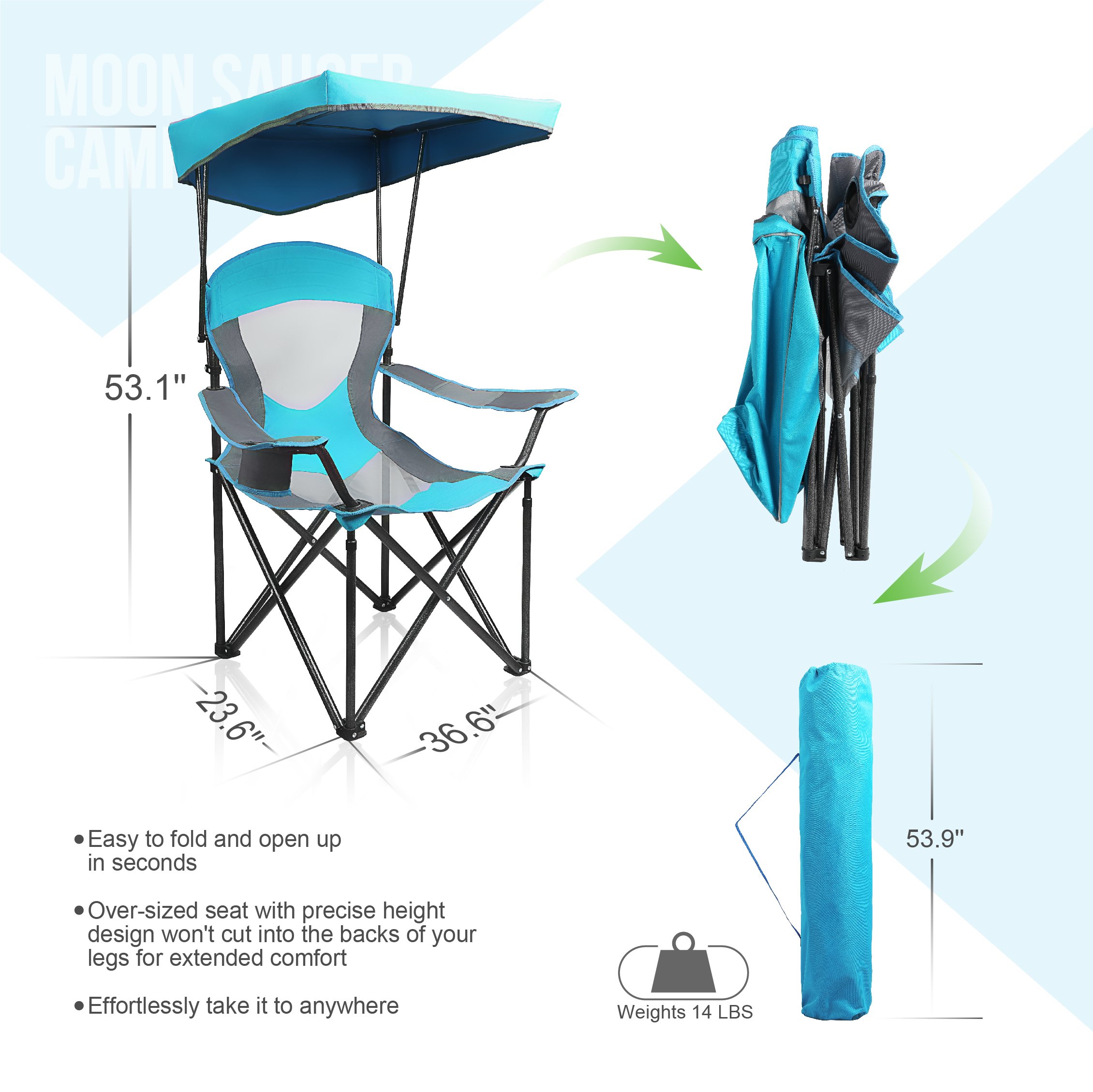 ALPHA CAMP Mesh Canopy Chair Folding Camping Chair - Royal Blue