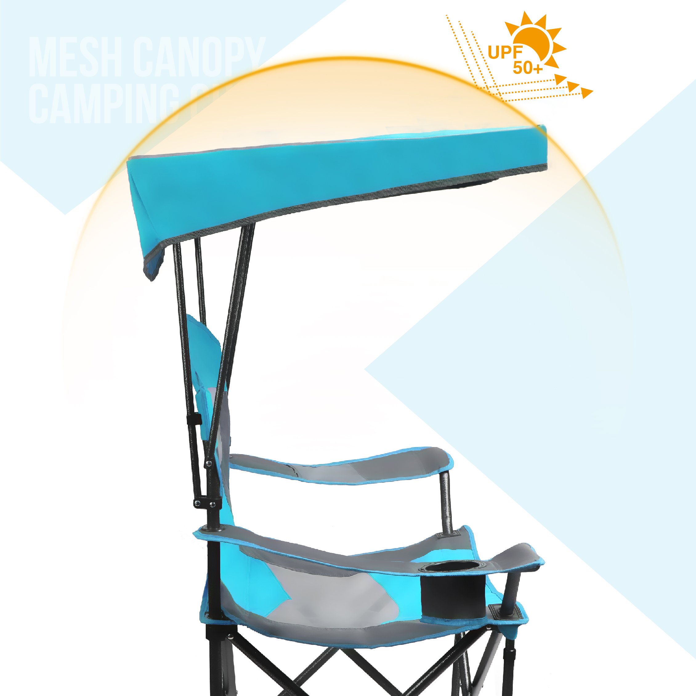 ALPHA CAMP Mesh Canopy Chair Folding Camping Chair - Royal Blue