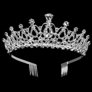 TecUnite 2 Pack Wedding Crown, Crystal Rhinestones Crown Princess Crown with Comb Exquisite Headband