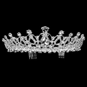 TecUnite 2 Pack Wedding Crown, Crystal Rhinestones Crown Princess Crown with Comb Exquisite Headband