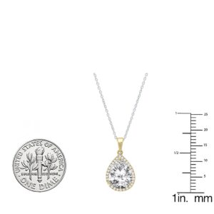 Dazzlingrock Collection 14K 9X6 MM Pear Lab Created Gemstone & Round Diamond Ladies Teardrop Pendant, Yellow Gold