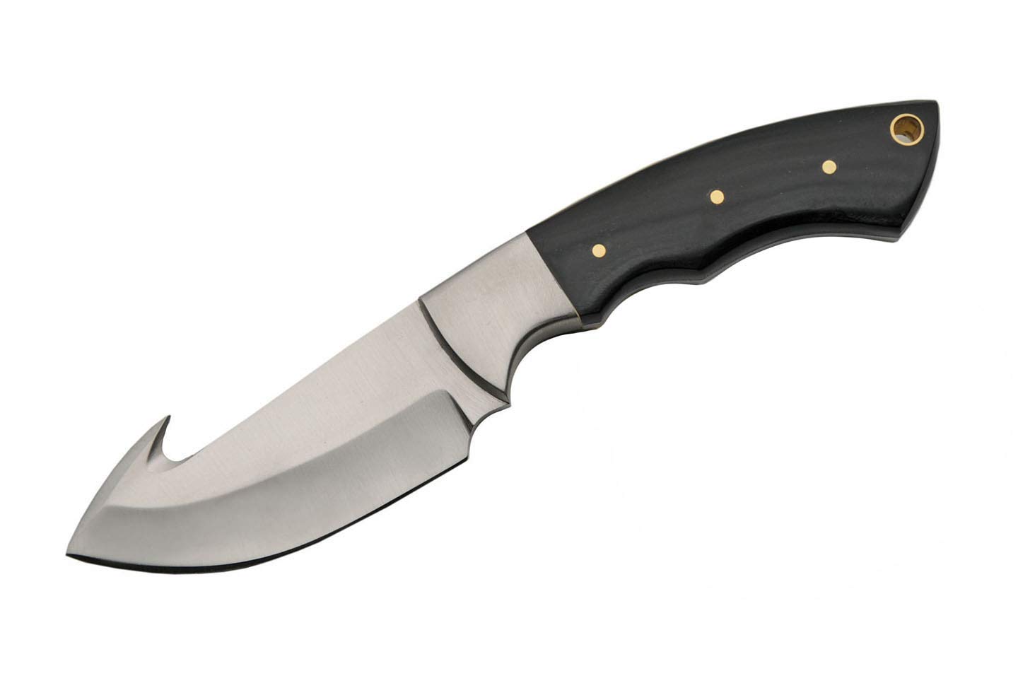 SZCO Supplies Stainless Steel Horn Guthook Hunting Knife, Black