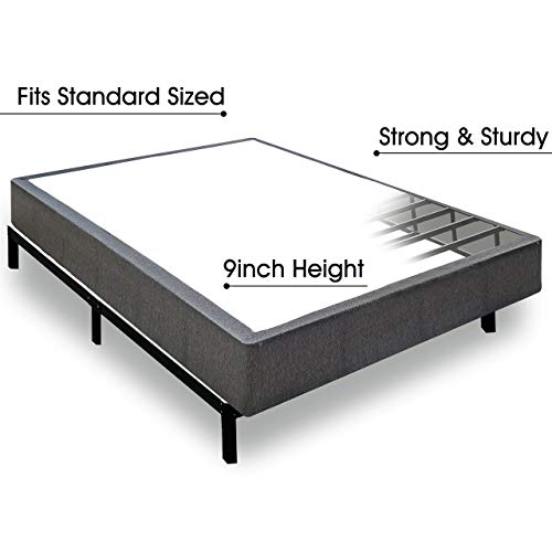 TATAGO King Box Spring, 9 Inch Metal Box Spring King Size, Heavy Duty Mattress Foundation, Easy Assembly, Non-Slip, No Noise