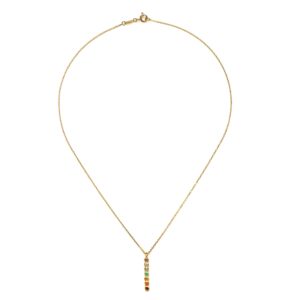 Satya Jewelry 18K Yellow Gold Plated Multi Stone Chakra Stick Pendant Women's Necklace, 18" with 2" Extension