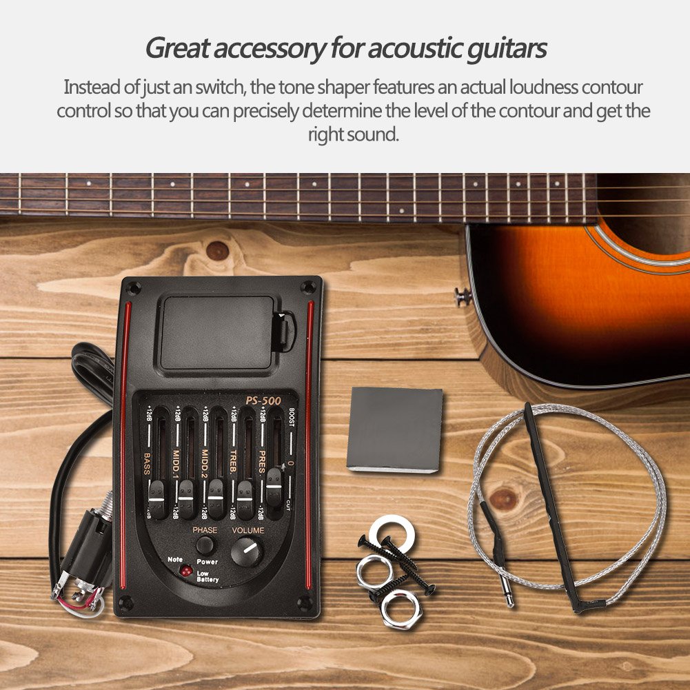 Piezo Pickup Under Saddle,EQ PS 500 5Band Equalizer Digital Guitar Preamp Piezo Tuner Pickup for Acoustic Guitar Gitarren Pickup Eq Ps-500 acoustic guitar preamp system guitar equalizer set