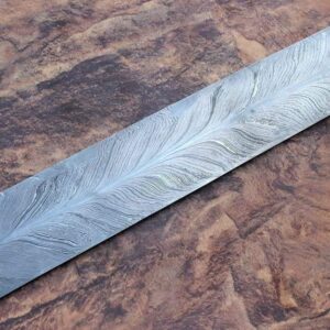 Forged Damascus Steel Billet Blank Blade Bar Knife Making Material Stock 12 x 2 IN Feather Pattern Billet Blank jnr-304