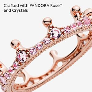 PANDORA Jewelry Pink Sparkling Crown Crystal Ring in Rose, Size 10.5