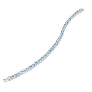 B. BRILLIANT Sterling Silver 5mm Round Genuine, Created or Simulated Gemstone Tennis Bracelet for Women