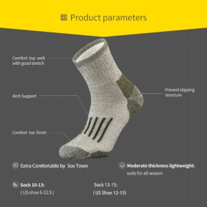 SOX TOWN Merino Wool Low Cut Quarter Socks with Heavy Cushion Ankle Moisture Wicking Warm for Men Outdoor Hiking Hike Cycling