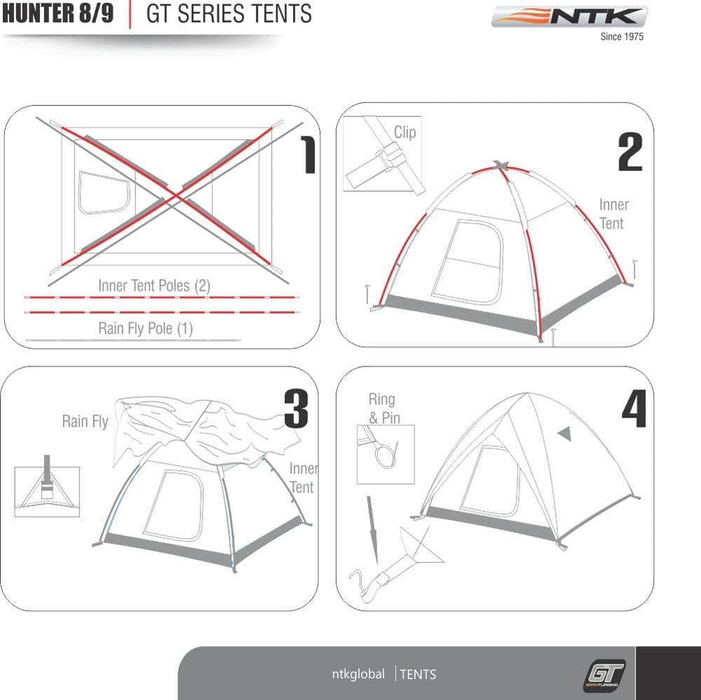 NTK Hunter GT 8 Person Tent | 10x12 Ft Outdoor Dome Woodland Camo Camping Tent | 100% Waterproof 2500mm, Easy Assembly, Durable Fabric Full Coverage Rainfly - Micro Mosquito Mesh