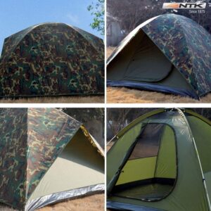 NTK Hunter GT 8 Person Tent | 10x12 Ft Outdoor Dome Woodland Camo Camping Tent | 100% Waterproof 2500mm, Easy Assembly, Durable Fabric Full Coverage Rainfly - Micro Mosquito Mesh