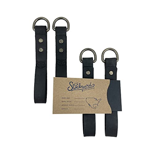 Hide & Drink, Leather Heavy Duty Suspender Loop Attachment (4 Pack), Tool Belt Accessories, Durable, Fine Grain Leather, Vintage Style, Handmade - (Charcoal Black)