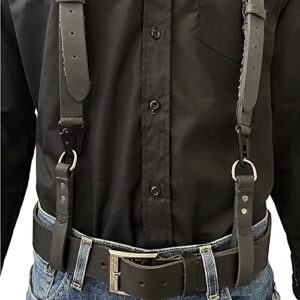 Hide & Drink, Leather Heavy Duty Suspender Loop Attachment (4 Pack), Tool Belt Accessories, Durable, Fine Grain Leather, Vintage Style, Handmade - (Charcoal Black)