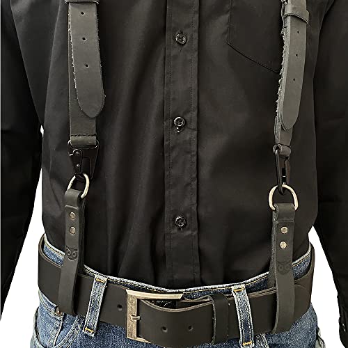 Hide & Drink, Leather Heavy Duty Suspender Loop Attachment (4 Pack), Tool Belt Accessories, Durable, Fine Grain Leather, Vintage Style, Handmade - (Charcoal Black)