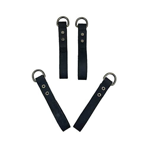 Hide & Drink, Leather Heavy Duty Suspender Loop Attachment (4 Pack), Tool Belt Accessories, Durable, Fine Grain Leather, Vintage Style, Handmade - (Charcoal Black)