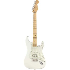 fender player stratocaster hss electric guitar, with 2-year warranty, polar white, maple fingerboard