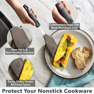 DI ORO Spatulas for Kitchen Use - Forever Warranty - 600°F Heat-Resistant Silicone - Turner Spatula Set for Cooking - BPA Free Wide Pancake Spatulas - Egg Flippers for Nonstick Cookware Safe (3pc)