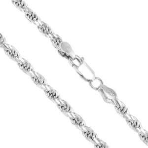 Honolulu Jewelry Company Sterling Silver 3.5mm - 5.5mm Rope Chain Necklace or Bracelet, 7.5" - 28"