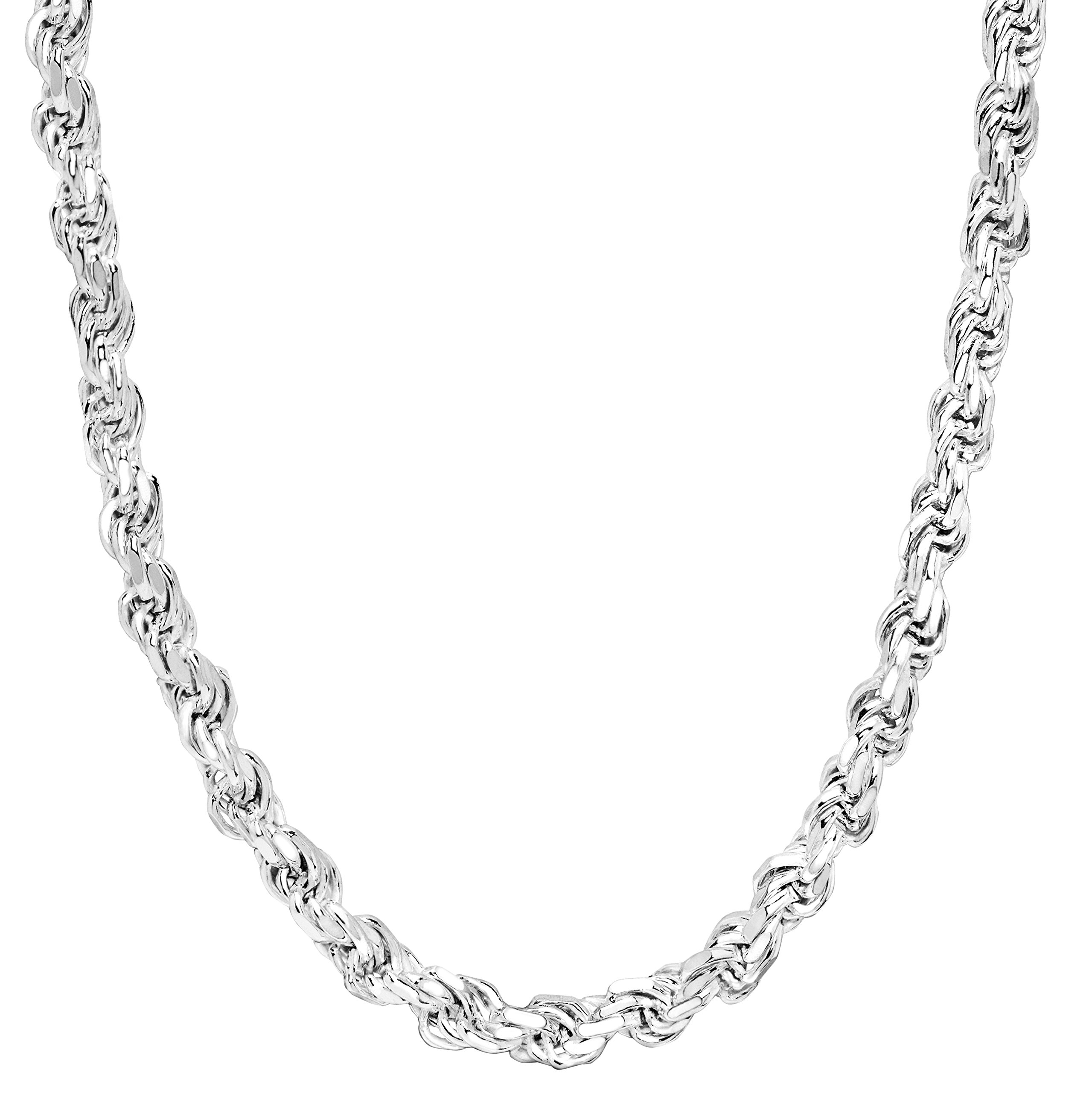 Honolulu Jewelry Company Sterling Silver 3.5mm - 5.5mm Rope Chain Necklace or Bracelet, 7.5" - 28"