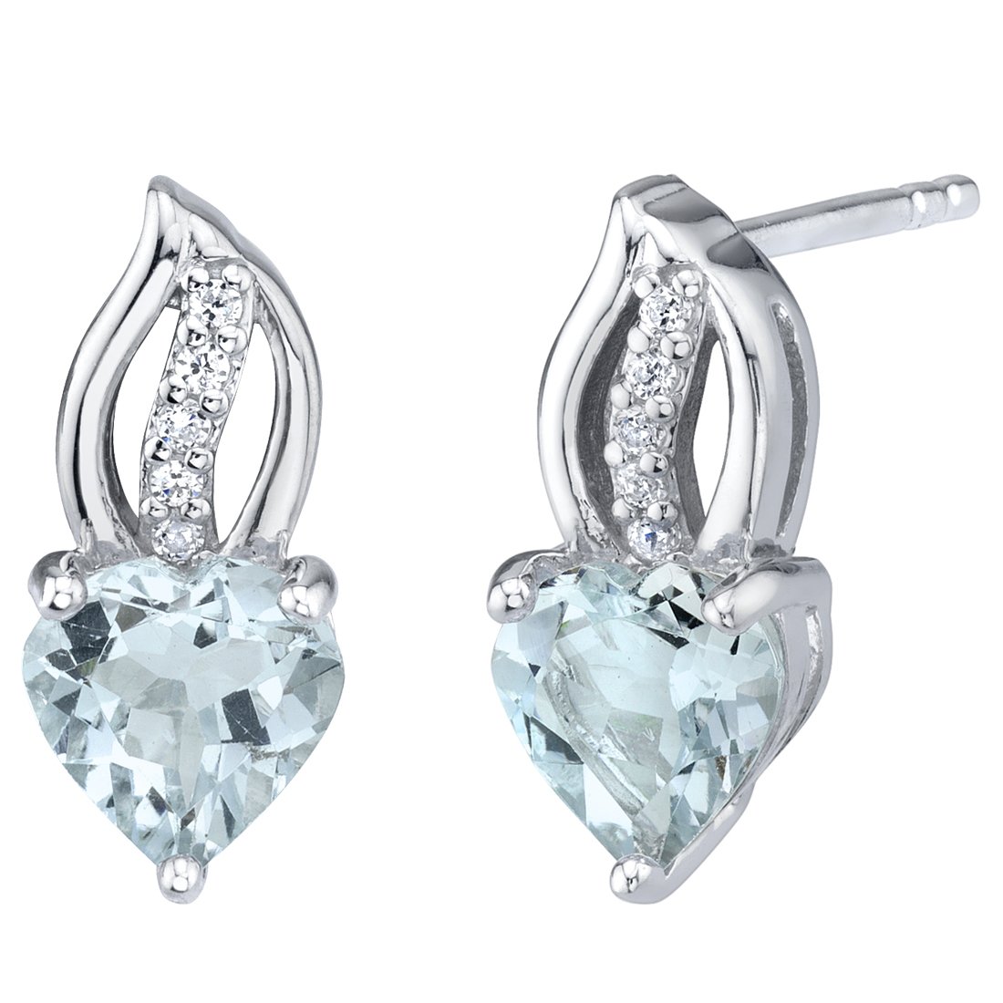 Peora 925 Sterling Silver Heart Stud Earrings for Women in Various Gemstones, Hypoallergenic Heart Shape 6mm, Friction Backs