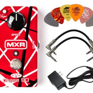 MXR EVH90 Phase 90 Effects Pedal Bundle w/2 Patch Cables, 9V Power Supply, and 6 Assorted Dunlop Picks