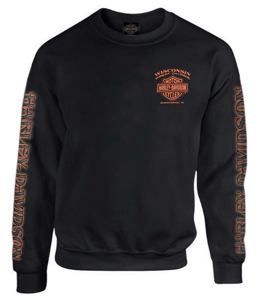 Harley-Davidson Men's Eagle Piston Fleece Pullover Sweatshirt, Black (XL)