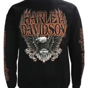 Harley-Davidson Men's Eagle Piston Fleece Pullover Sweatshirt, Black (XL)