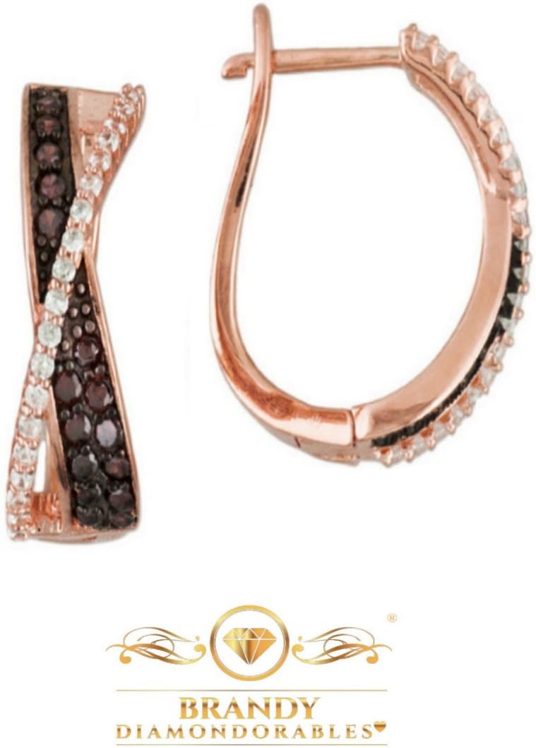 Brandy Diamondorables 18k Rose Gold Silver Chocolate brown Beautiful Crossover Hoop Earrings 1.00 Ctw.