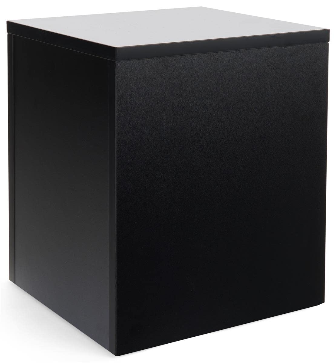 Displays2go Black Retail Display Pedestal with Collapsible Design – Black (WDCUBEBLK1)