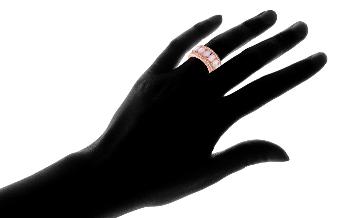 Barzel 18k Rose Gold Plated Oval-Cut Created Fire Opal & Cubic Zirconia Ring (Rose Gold, 7)