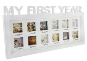 picture frames,baby my first year photos frame photo moments keepsake picture frame girls boys multi photo impression kit newborn baby infant shower frame birthday xmas memories christening gifts