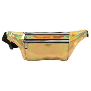 Holographic Fanny Pack for Women Men, Water Resistant Crossbody Waist Bag Pack with Multi-Pockets Adjustable Belts