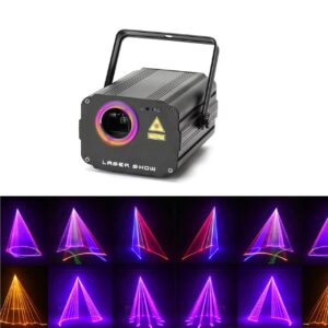 1900 Patterns DJ Disco Party Lights,Sumger Full Color 3D Animation Laser Projector Light,DMX Sound Activated Stage Lighting,Remote Control RGB Scan Beam light for Christmas Halloween Bar Dance Wedding