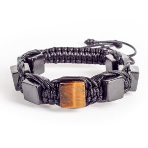 Shungite Bracelet with Tiger Eye Brutal Arachne Macrame Brided Bracelet