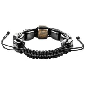 Shungite Bracelet with Tiger Eye Brutal Arachne Macrame Brided Bracelet