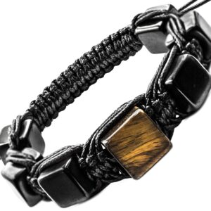 Shungite Bracelet with Tiger Eye Brutal Arachne Macrame Brided Bracelet