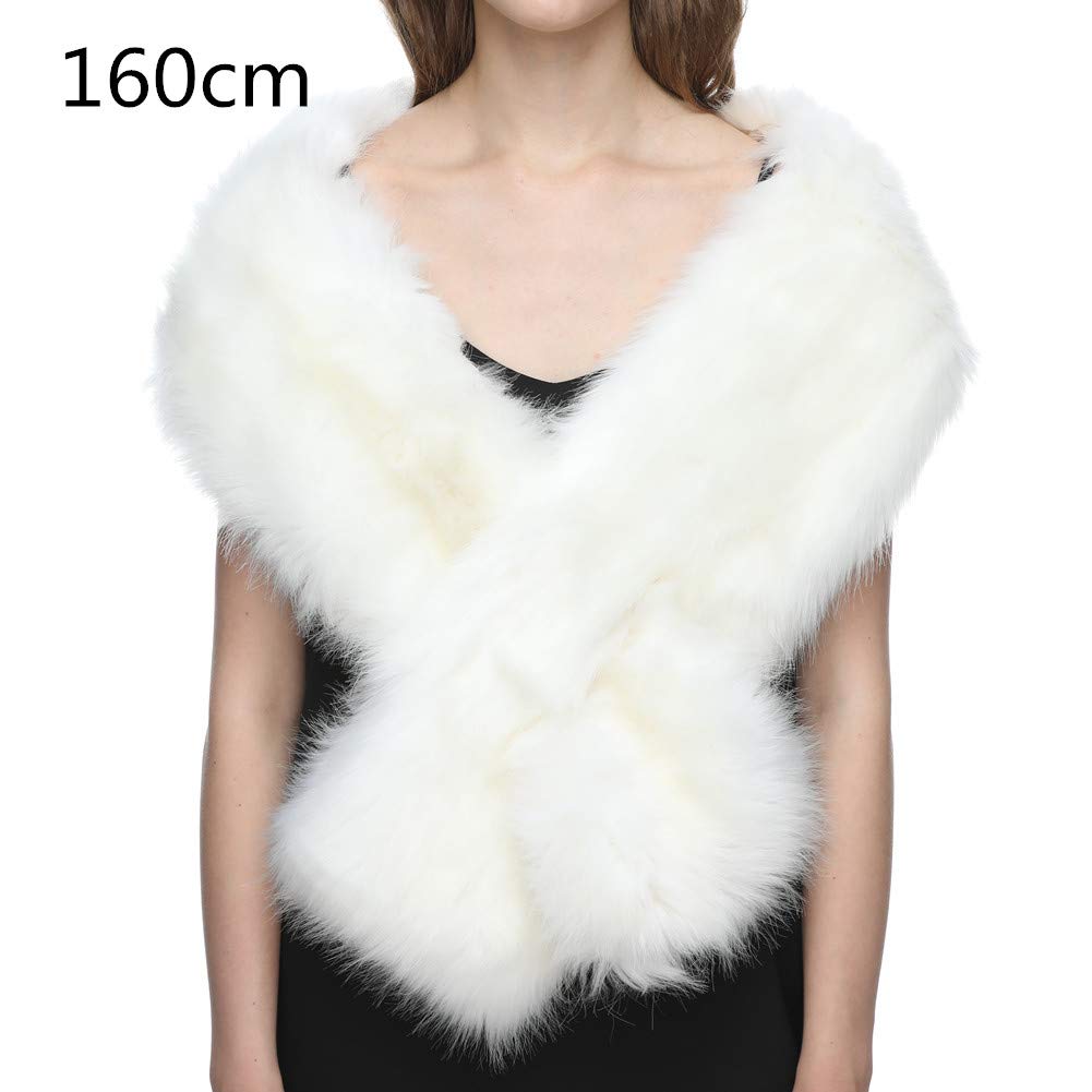 Dikoaina Women's Winter Fake Faux Fur Scarf Wrap Collar Shawl Shrug