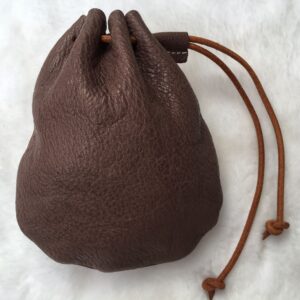 Fantastic Workmanship Genuine Leather Drawstring Coin Purse (Coffee)