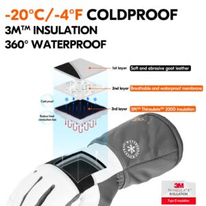 Vgo... High Dexterity Goatskin Leather Winter Warm Ski Gloves Waterproof Insert, Touchscreen, Cold Storage Work Gloves, G200 Thinsulate, (1 Pair,M, GA8435FW)