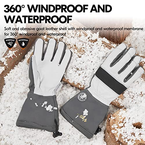 Vgo... High Dexterity Goatskin Leather Winter Warm Ski Gloves Waterproof Insert, Touchscreen, Cold Storage Work Gloves, G200 Thinsulate, (1 Pair,M, GA8435FW)