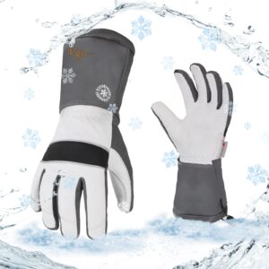 Vgo... High Dexterity Goatskin Leather Winter Warm Ski Gloves Waterproof Insert, Touchscreen, Cold Storage Work Gloves, G200 Thinsulate, (1 Pair,L, GA8435FW)