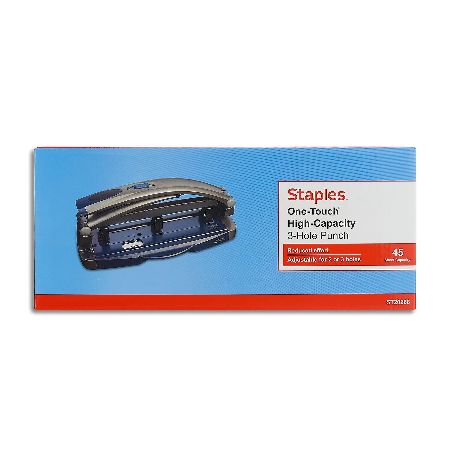 Staples 678950 20268/14824 One-Touch Adjustable 3-Hole Punch 40 Sheet Capacity