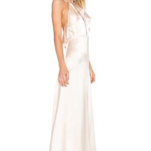 Jill Jill Stuart Ruffle Halter Gown, Champagne, 6