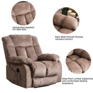 CANMOV Power Lift Recliner Chair for Elderly- Heavy Duty and Safety Motion Reclining Mechanism-Antiskid Fabric Sofa Living Room Chair with Overstuffed Design, Camel