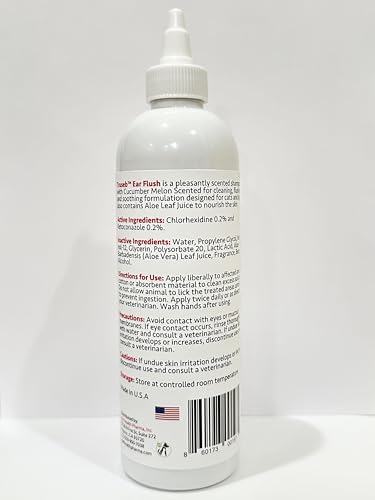 Truseb Advanced Topical Dog Ear Wash with Ketoconazole & Chlorhexidine Ear Flush Dog, Cats and Horses, with Aloe - 12 oz Made in U.S.A (Ketoconazole & Chlorhexidine Ear Flush, 12 oz)