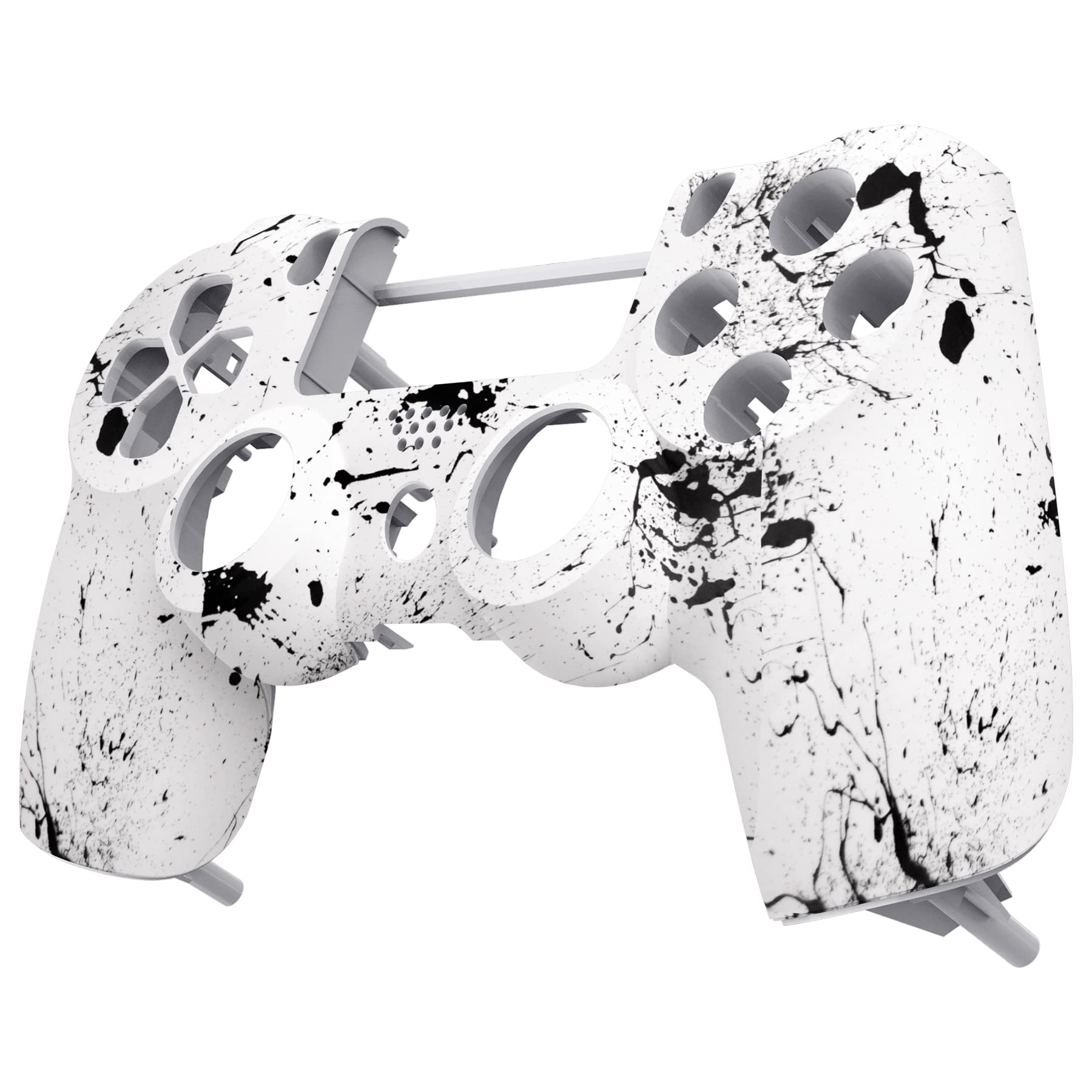 eXtremeRate White Splashing Spray Patterned Custom Faceplate Cover, Replacement Front Housing Shell Case Compatible with ps4 Slim Pro Controller JDM-040/050/055 - Controller NOT Included