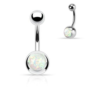 FIFTH CUE 14G Opal Glitter Set 316L Surgical Steel Belly Button Rings